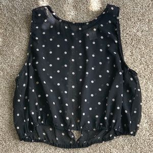 Sheer polka dot crop top W/ small open back